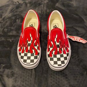Vans slip on checkered flame sneakers